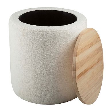 Lavish Home Upholstered Storage Ottoman with Wood Top