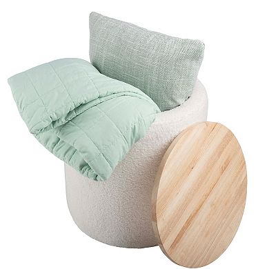 Lavish Home Upholstered Storage Ottoman with Wood Top