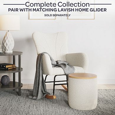 Lavish Home Upholstered Storage Ottoman with Wood Top