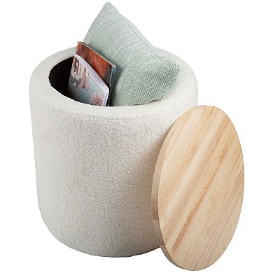 Lavish Home Upholstered Storage Ottoman with Wood Top