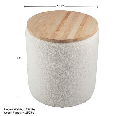 Lavish Home Upholstered Storage Ottoman with Wood Top