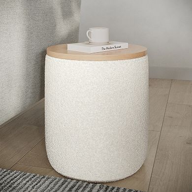 Lavish Home Upholstered Storage Ottoman with Wood Top