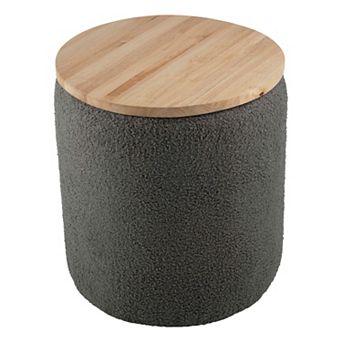 Lavish Home Upholstered Storage Ottoman with Wood Top