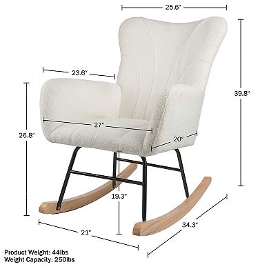 Lavish Home Teddy Upholstered Rocking Chair