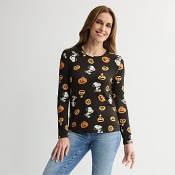 Women's Penauts Snoopy Pumpkins Long Sleeve Graphic Top