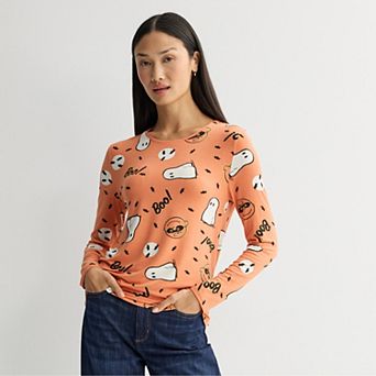 Women's Penauts Snoopy Pumpkins Long Sleeve Graphic Top