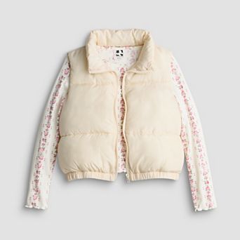 Girls 7-16 Self Esteem 2 pc Printed Puffer Vest & Long Sleeve Rib Tee Set