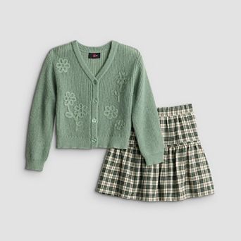 Girls 7-16 IZ Byer 2 pc Long Sleeve Cardigan & Skirt Set