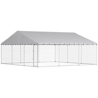 PawHut 19.7' x 19.7' x 8.9' Outdoor Dog Kennel with Roof, Secure Latch