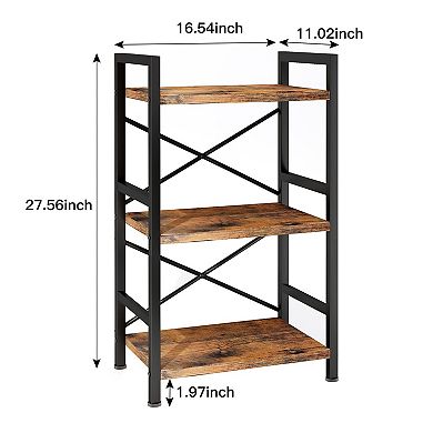 3-Tier Metal Bookshelf for Home Office and Living Room