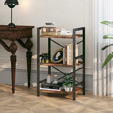 3-Tier Metal Bookshelf for Home Office and Living Room