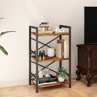 3-Tier Metal Bookshelf for Home Office and Living Room