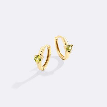 Solitaire Birthstone Huggie Hoop Earrings