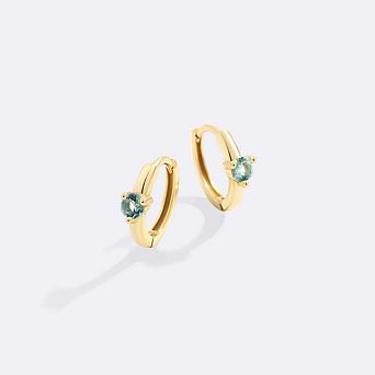 Solitaire Birthstone Huggie Hoop Earrings
