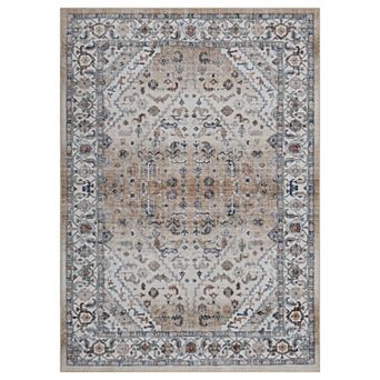 Vintage Persian-Inspire Non-Slip Boho Area Rug Distressed Indoor Carpet for Living Room and Entryway