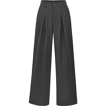 Women's High Waist Wide Leg Trousers Loose Business Suit Pant with Pockets