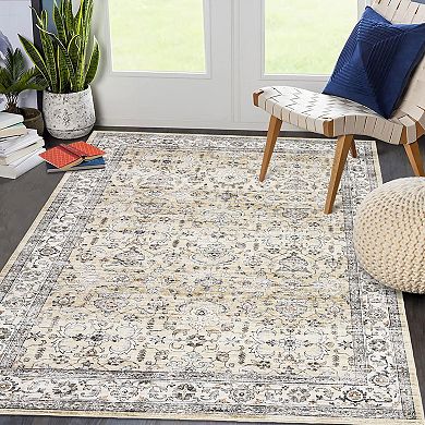 Vintage Area Rug Machine Washable Vacuum Clean Ultra Thin Stain Resistant Carpet for Kid's Room