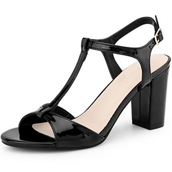 Women's Open Toe T-Strap Chunky Heel Sandals
