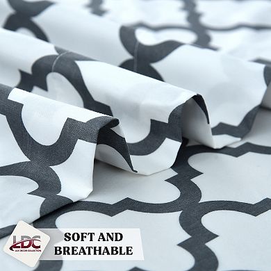 Lux Decor 4 Pc Premium Microfiber Sheets Set Ultra Soft Printed & Solid Bed Sheet with Pillowcases