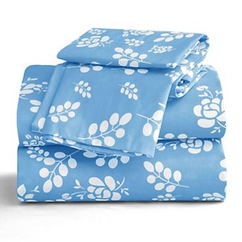 Lux Decor 4 pc Premium Microfiber Sheets Set Ultra Soft Printed & Solid Bed Sheet with Pillowcases