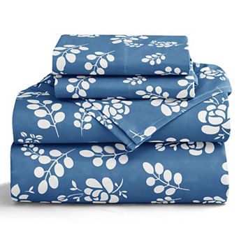 Lux Decor 4 pc Premium Microfiber Sheets Set Ultra Soft Printed & Solid Bed Sheet with Pillowcases