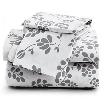 Lux Decor 4 pc Premium Microfiber Sheets Set Ultra Soft Printed & Solid Bed Sheet with Pillowcases