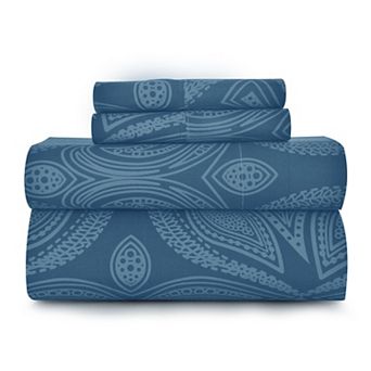 Lux Decor 4 pc Premium Microfiber Sheets Set Ultra Soft Printed & Solid Bed Sheet with Pillowcases