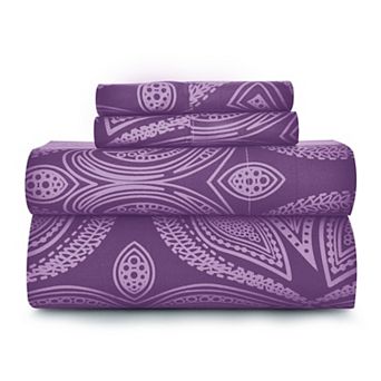 Lux Decor 4 pc Premium Microfiber Sheets Set Ultra Soft Printed & Solid Bed Sheet with Pillowcases