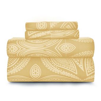 Lux Decor 4 pc Premium Microfiber Sheets Set Ultra Soft Printed & Solid Bed Sheet with Pillowcases