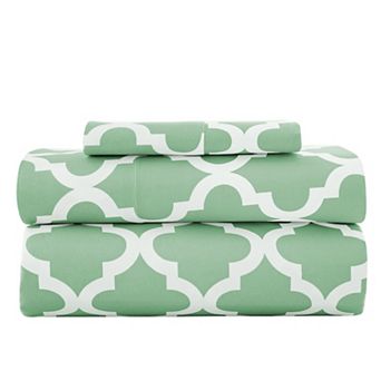 Lux Decor 4 pc Premium Microfiber Sheets Set Ultra Soft Printed & Solid Bed Sheet with Pillowcases