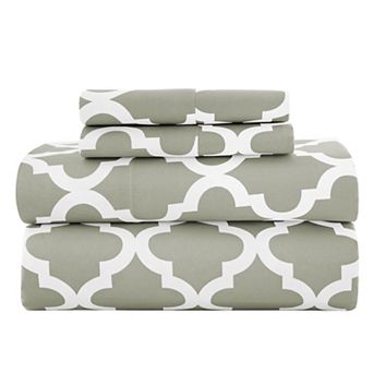 Lux Decor 4 pc Premium Microfiber Sheets Set Ultra Soft Printed & Solid Bed Sheet with Pillowcases