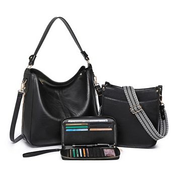 3 pc PU Leather Crossbody Bags Set with Wallet & Adjustable Straps