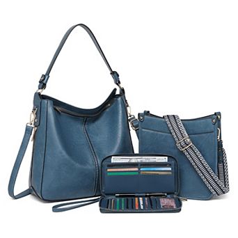 3 pc PU Leather Crossbody Bags Set with Wallet & Adjustable Straps