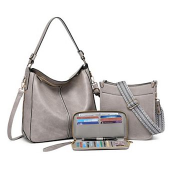 3 pc PU Leather Crossbody Bags Set with Wallet & Adjustable Straps