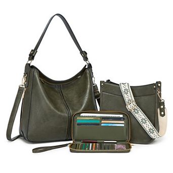 3 pc PU Leather Crossbody Bags Set with Wallet & Adjustable Straps