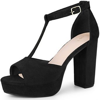 Women's T-Strap Platform Chunky High Heel Sandals