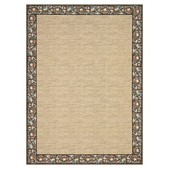Area Rugs for Living Room Washable Rug, Modern Bordered Floral Area Rugs, Non Slip Bedroom Carpet