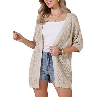 Cardigan Sweaters for Women's Short Sleeve Lightweight Open Front Knit Shrugs