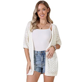 Cardigan Sweaters for Women's Short Sleeve Lightweight Open Front Knit Shrugs
