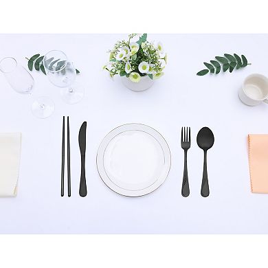 4 Piece Silverware Set, Stainless Steel Texture Flatware Set for 1, Set Includes Knife Fork Spoon