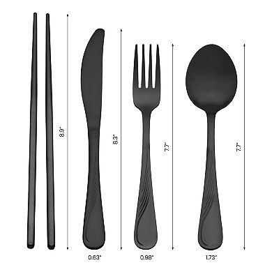 4 Piece Silverware Set, Stainless Steel Texture Flatware Set for 1, Set Includes Knife Fork Spoon