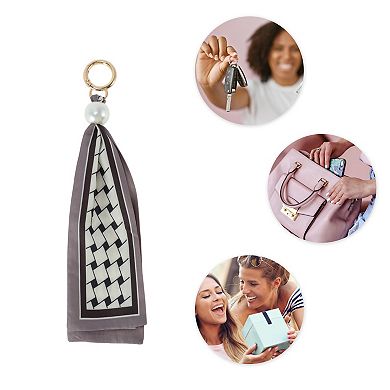 Fashion Pearl Scarf Plaid Print Handbag Charm 1 Pc