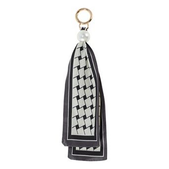 Fashion Pearl Scarf Plaid Print Handbag Charm 1 pc