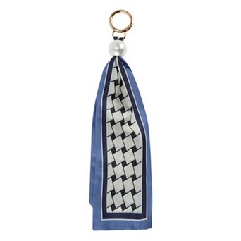 Fashion Pearl Scarf Plaid Print Handbag Charm 1 pc