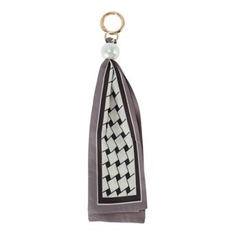 Fashion Pearl Scarf Plaid Print Handbag Charm 1 pc