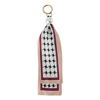 Fashion Pearl Scarf Plaid Print Handbag Charm 1 pc
