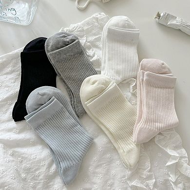 Women's 3-Pair Ribbed Crew Socks Soft Stretch Knit Classic Everyday Comfort Sock Set