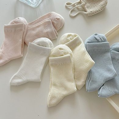 Women's 3-Pair Ribbed Crew Socks Soft Stretch Knit Classic Everyday Comfort Sock Set