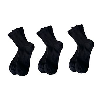 Women's 3-Pair Ribbed Crew Socks Soft Stretch Knit Classic Everyday Comfort Sock Set