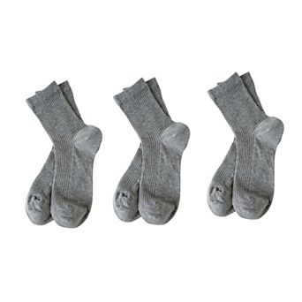 Women's 3-Pair Ribbed Crew Socks Soft Stretch Knit Classic Everyday Comfort Sock Set